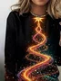 Cotton Vintage Christmas Tree Crew Neck T-Shirt