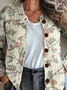 Knitted Floral Crew Neck Vintage Cardigan