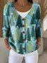 Christmas Peasant Crew Neck Loose Cardigan