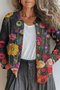 Knitted Loose Ethnic Crew Neck Cardigan