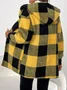 Plaid Urban Pocket Stitching Hooded Jacket