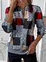 Women's Abstract Print Casual Zipper Long Sleeve Sweatshirt