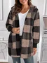 Plaid Urban Pocket Stitching Hooded Jacket
