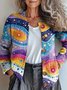 Knitted Loose Vintage Crew Neck Cardigan