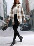 Plaid Urban Pocket Stitching Hooded Jacket
