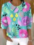 Casual Floral Imitation Cashmere Shawl Collar Sweater