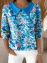 Casual Floral Imitation Cashmere Shawl Collar Sweater