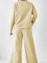Women's Embossed Plain Daily Going Out Two-Piece Set White Casual Spring/Fall Top With Pants Matching Set