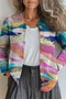 Ethnic Gradient Pattern Knitted Cardigan