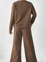 Women's Embossed Plain Daily Going Out Two-Piece Set White Casual Spring/Fall Top With Pants Matching Set