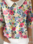 Casual Floral Imitation Cashmere Shawl Collar Sweater