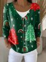 Christmas Peasant Crew Neck Loose Cardigan