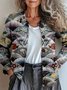 Crew Neck Cat Vintage Knitted Cardigan