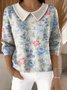Shawl Collar Casual Floral Imitation Cashmere Sweater