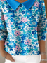 Casual Floral Imitation Cashmere Shawl Collar Sweater