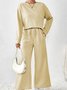 Women's Embossed Plain Daily Going Out Two-Piece Set White Casual Spring/Fall Top With Pants Matching Set