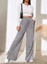 Women's  Elastic Waist H-Line Wide Leg Pants Daily Going Out Pants Deep Brown Casual Split Joint Plain Spring/Fall Pants