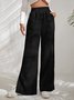 Women's  Elastic Waist H-Line Wide Leg Pants Daily Going Out Pants Deep Brown Casual Split Joint Plain Spring/Fall Pants