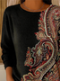 Paisley Crew Neck Loose Vintage Sweater