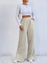 Women's  Elastic Waist H-Line Wide Leg Pants Daily Going Out Pants Deep Brown Casual Split Joint Plain Spring/Fall Pants