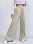 Women's  Elastic Waist H-Line Wide Leg Pants Daily Going Out Pants Deep Brown Casual Split Joint Plain Spring/Fall Pants