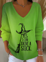 Women'S Witch "Yes I Can Drive A Stick" Print Drop Shoulder Sweater