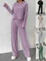 Women's Embossed Plain Daily Going Out Two-Piece Set Purple Casual Spring/Fall Top With Pants Matching Set