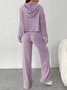 Women's Embossed Plain Daily Going Out Two-Piece Set Purple Casual Spring/Fall Top With Pants Matching Set