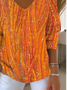 Gradient Pattern Loose Casual V Neck T-Shirt