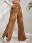 Women's  Elastic Waist H-Line Wide Leg Pants Daily Going Out Pants Deep Brown Casual Split Joint Plain Spring/Fall Pants