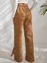 Women's  Elastic Waist H-Line Wide Leg Pants Daily Going Out Pants Deep Brown Casual Split Joint Plain Spring/Fall Pants