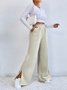 Women's  Elastic Waist H-Line Wide Leg Pants Daily Going Out Pants Deep Brown Casual Split Joint Plain Spring/Fall Pants