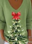 Loose Christmas V Neck Simple T-Shirt
