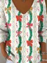 Christmas V Neck Casual Loose T-Shirt