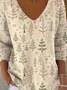 Casual Loose V Neck Christmas T-Shirt