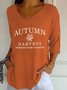 V Neck Simple Loose Letter Pattern T-Shirt