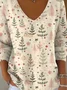 Casual Loose V Neck Christmas T-Shirt