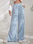 Women's  Elastic Waist H-Line Wide Leg Pants Daily Going Out Pants Deep Brown Casual Split Joint Plain Spring/Fall Pants