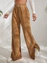 Women's  Elastic Waist H-Line Wide Leg Pants Daily Going Out Pants Deep Brown Casual Split Joint Plain Spring/Fall Pants