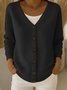V Neck Casual Regular Fit Cotton Cardigan