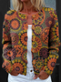 Loose Knitted Vintage Crew Neck Cardigan