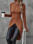 Women's Long Sleeve T-shirt Spring/Fall Wine Red Plain Split Joint Crew Neck Daily Going Out Vintage Top