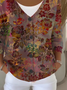 Women's Floral Print Casual Long Sleeve Button Cardigan