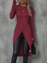 Women's Long Sleeve T-shirt Spring/Fall Wine Red Plain Split Joint Crew Neck Daily Going Out Vintage Top