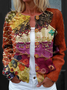 Ethnic Peasant Crew Neck Loose Cardigan