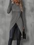 Women's Long Sleeve T-shirt Spring/Fall Wine Red Plain Split Joint Crew Neck Daily Going Out Vintage Top