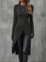 Women's Long Sleeve T-shirt Spring/Fall Wine Red Plain Split Joint Crew Neck Daily Going Out Vintage Top