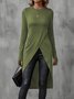 Women's Long Sleeve T-shirt Spring/Fall Wine Red Plain Split Joint Crew Neck Daily Going Out Vintage Top
