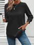 Girly Plain New Loose Temperament Fashion Women's Solid Color Round Neck Splicing Long Sleeve Jacquard Casual Simple Sweatshirt