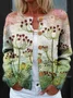 Crew Neck Casual Loose Knitted Cardigan